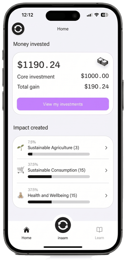 The inaam app on a floating phone