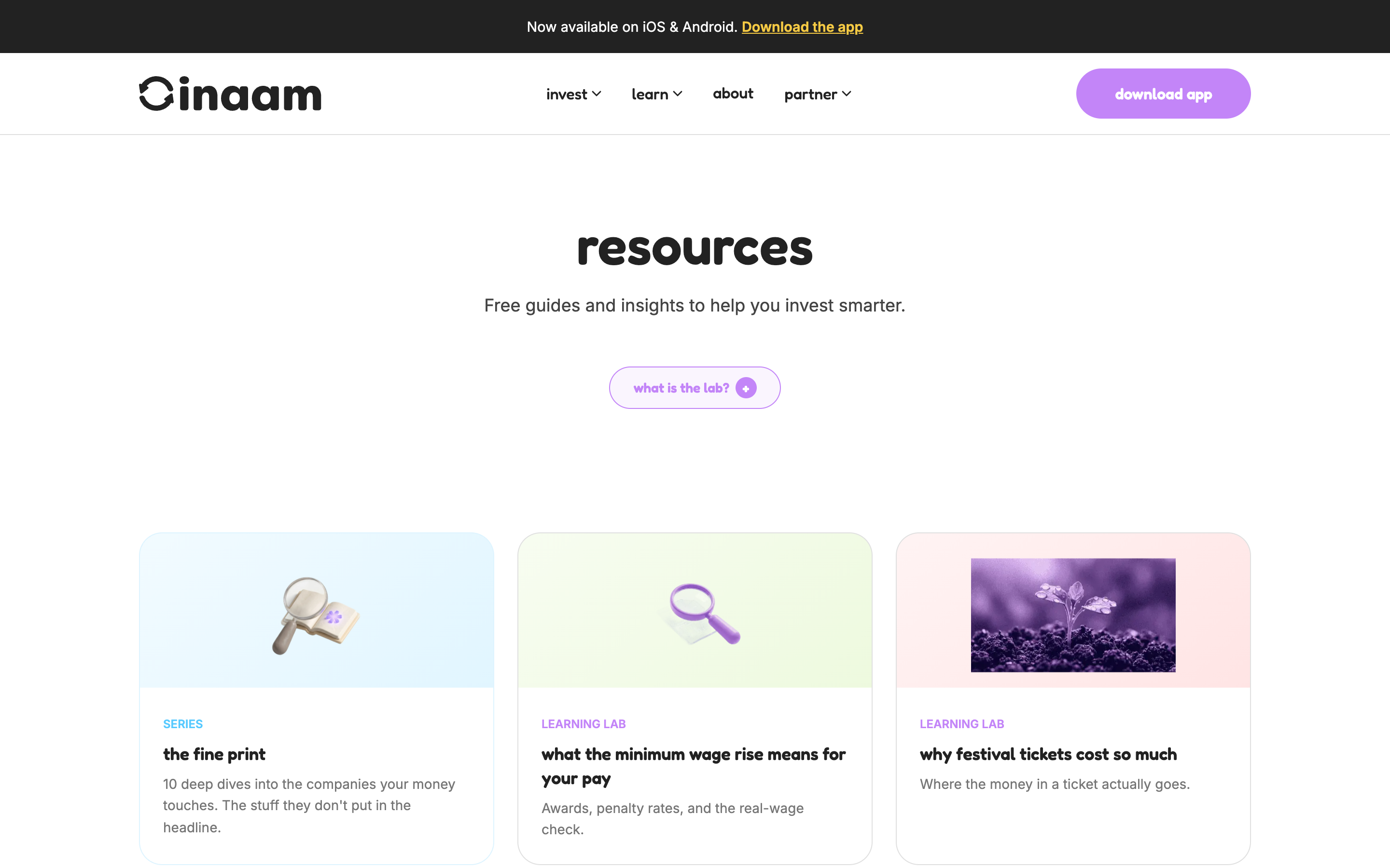 The inaam resources and learning lab page