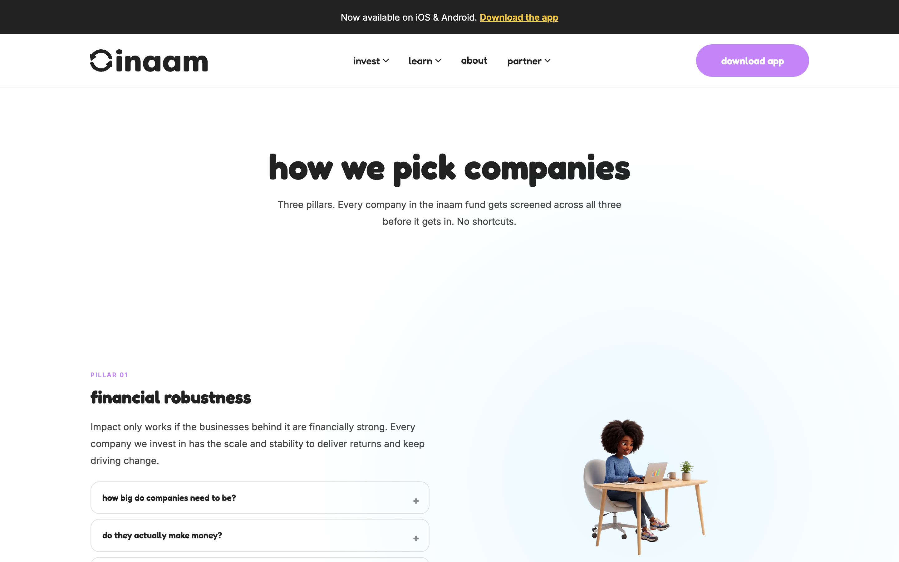 How we pick companies: the inaam methodology page