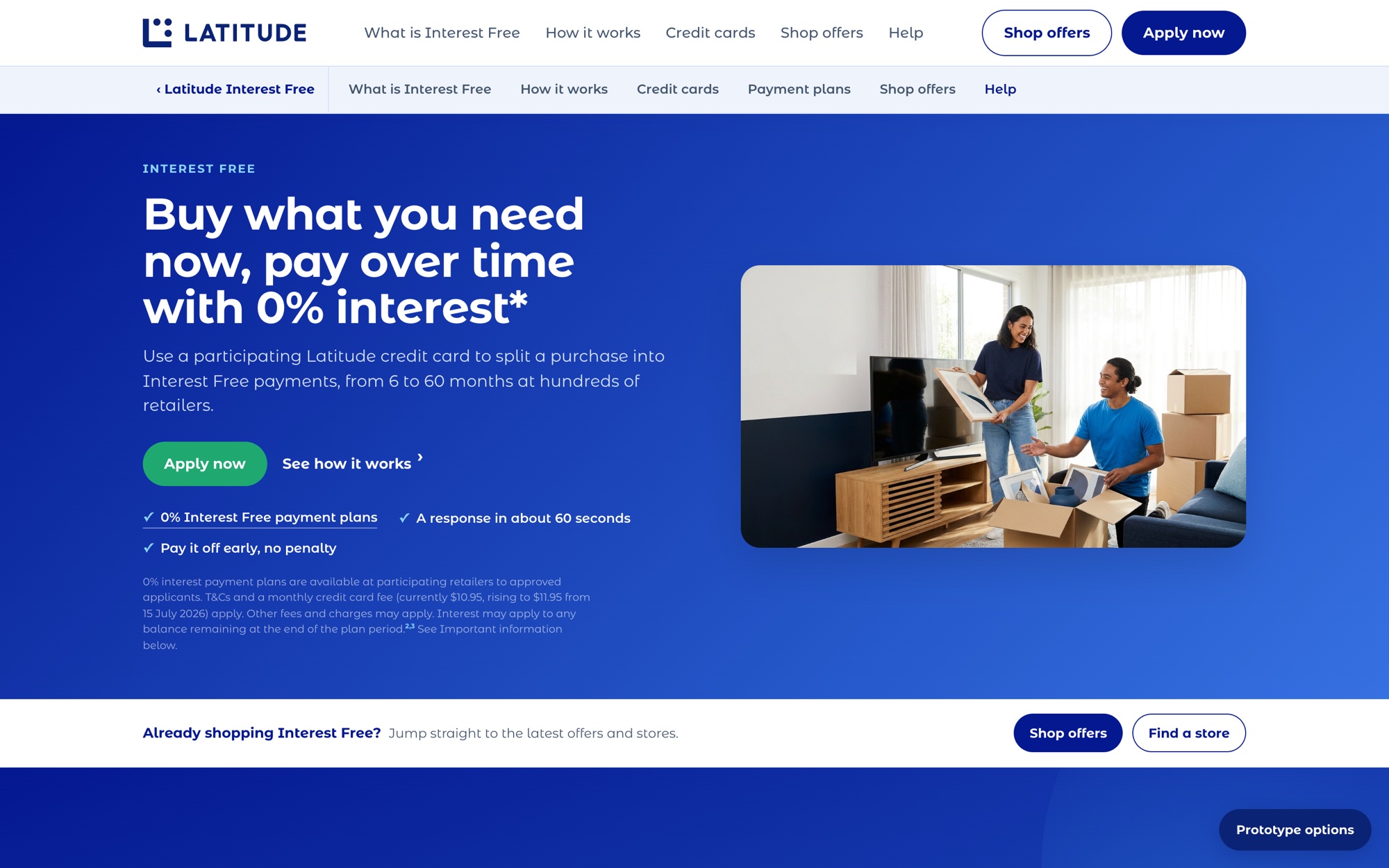 The Interest Free prototype, bright royal blue hero.